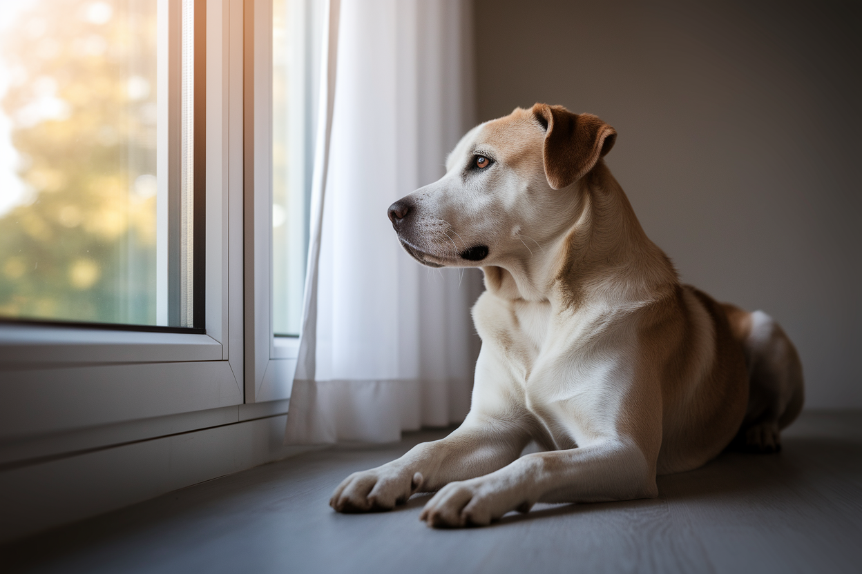 chien-assis-fenetre-regard-triste