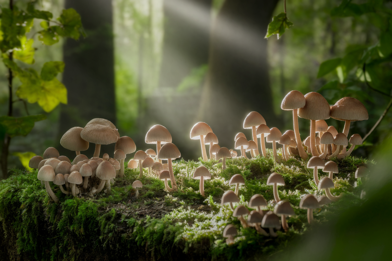 foret-champignons-apres-pluie-lumiere