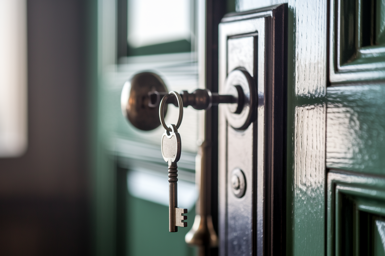 gros-plan-porte-vintage-cle-serrure