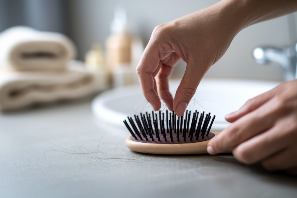 main-brosse-cheveux-comptoir-serviettes