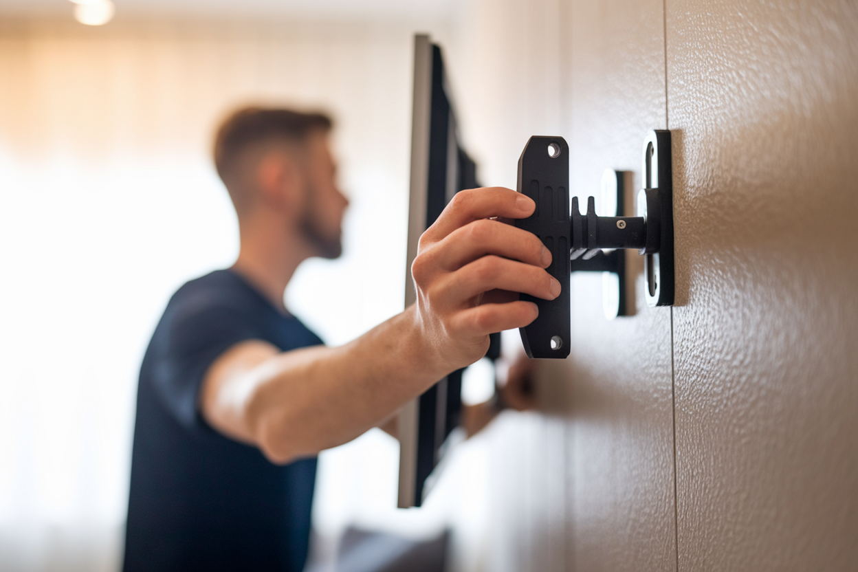 personne-dos-ecran-plat-mur-platre