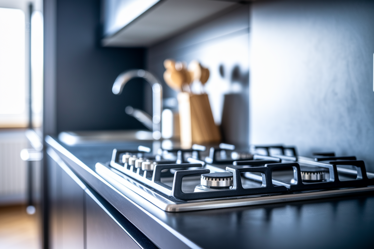 cuisine-moderne-cuisiniere-inox-mur-proche