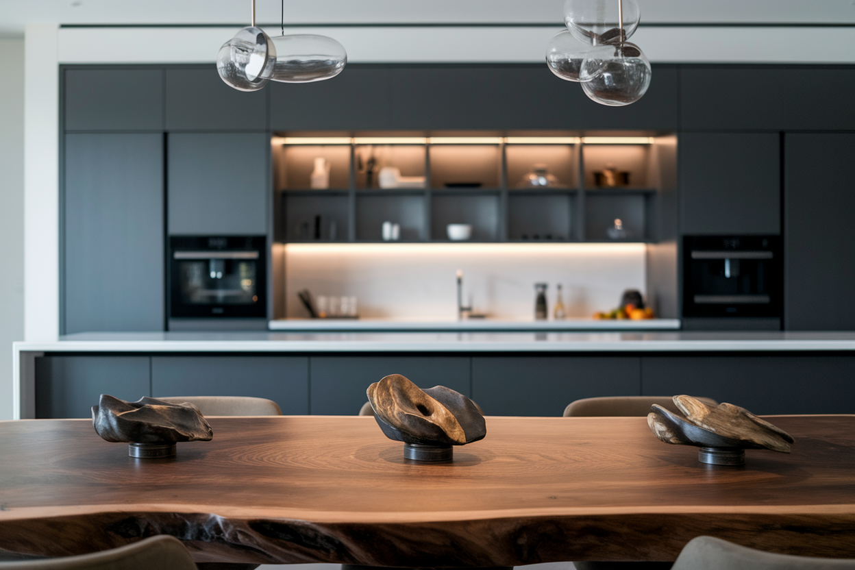 cuisine-moderne-table-bois-eclairage