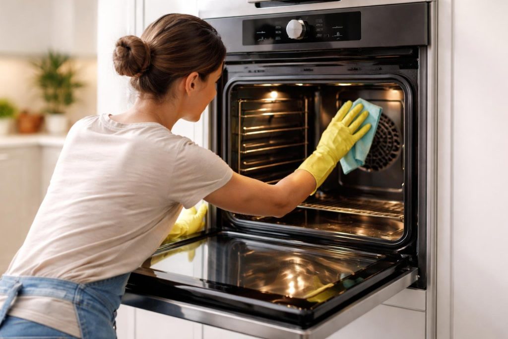 personne-nettoyage-four-cuisine-moderne