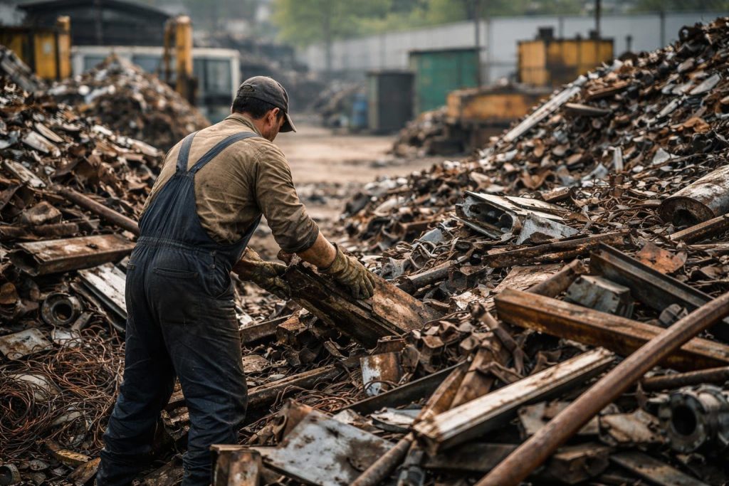 homme-travail-cour-ferraille-metal