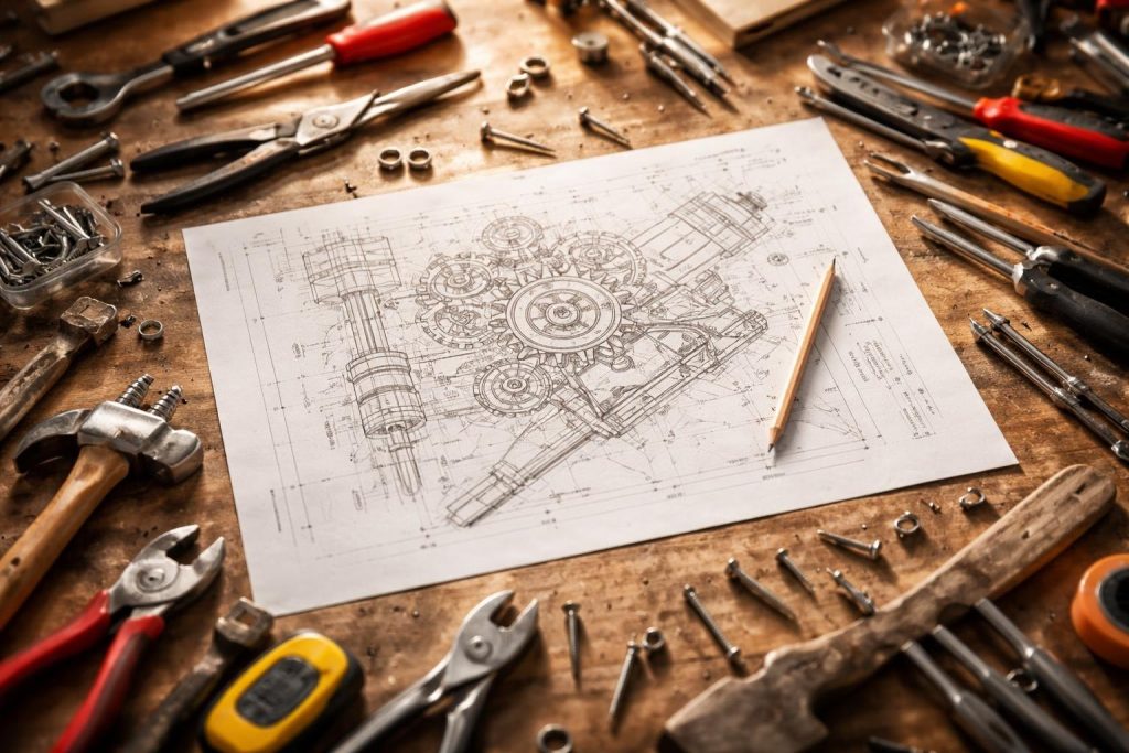 table-outils-bricolage-plan-mecanique