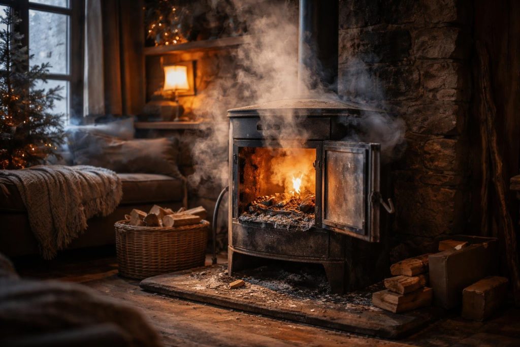 poele-bois-design-delabre-fumee