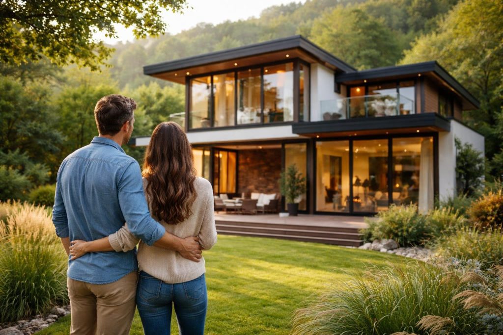 maison-moderne-couple-paysage-verdoyant
