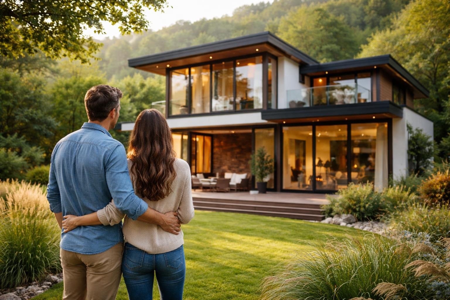 maison-moderne-couple-paysage-verdoyant