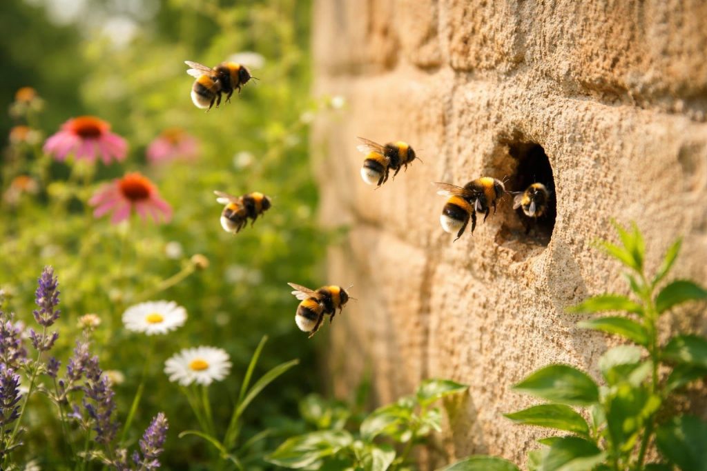 mur-soleil-bourdons-plantes-fleurs