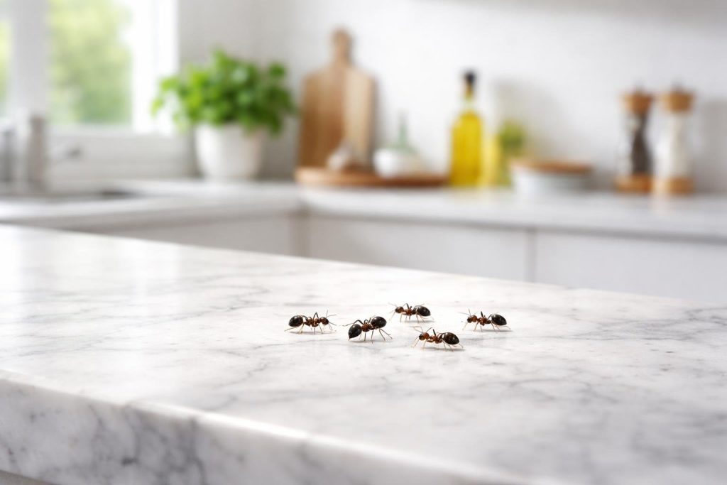 fourmis-plan-marbre-cuisine-moderne